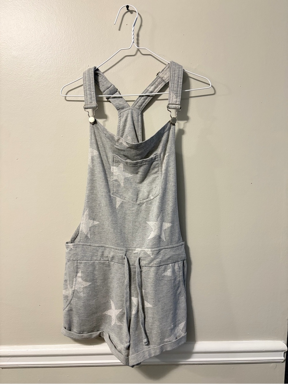 Ocean Drive Gray Star-Print Short Overalls Romper